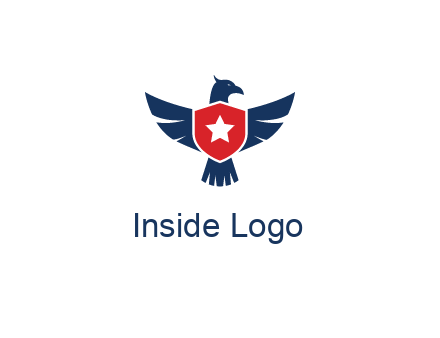 eagle behind shield with star