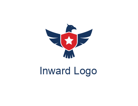 eagle behind shield with star