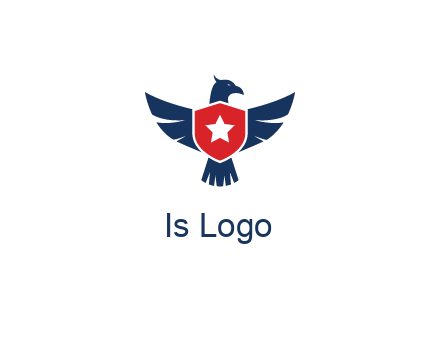 eagle behind shield with star