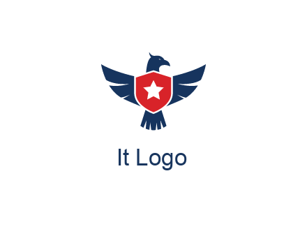 eagle behind shield with star