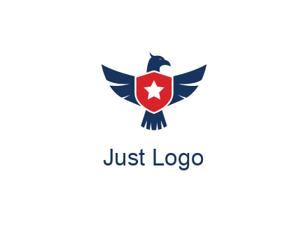 eagle behind shield with star