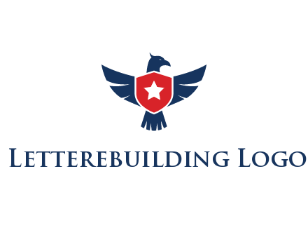 eagle behind shield with star