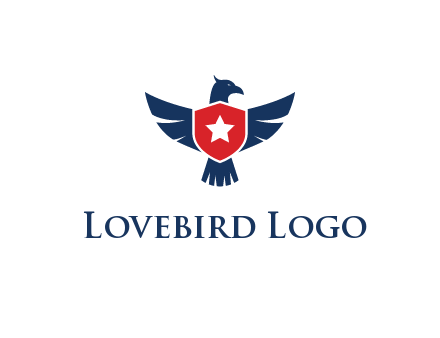 eagle behind shield with star