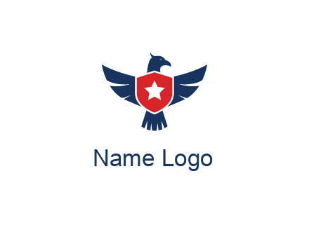 eagle behind shield with star