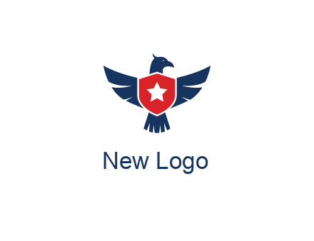 eagle behind shield with star