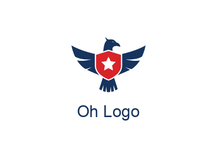 eagle behind shield with star