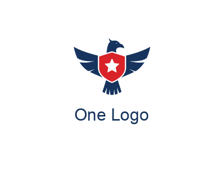eagle behind shield with star