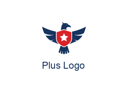 eagle behind shield with star
