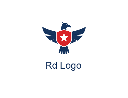 eagle behind shield with star