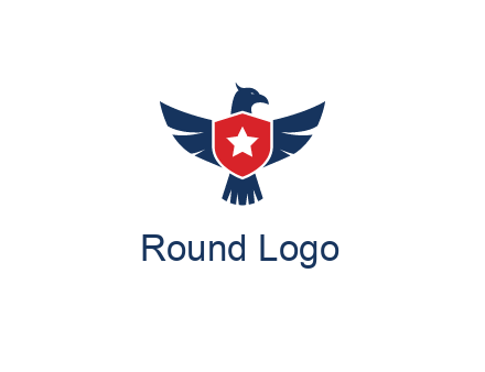 eagle behind shield with star