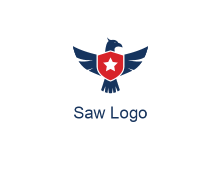 eagle behind shield with star