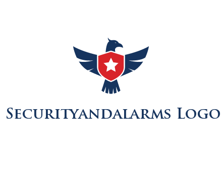 eagle behind shield with star