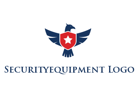 eagle behind shield with star
