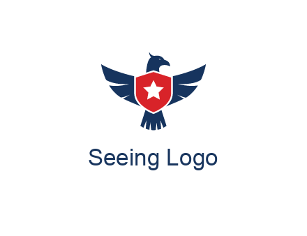 eagle behind shield with star