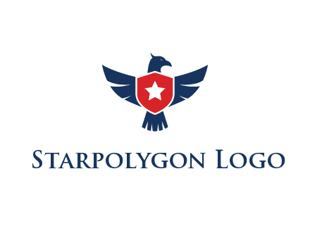 eagle behind shield with star