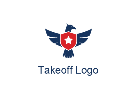 eagle behind shield with star