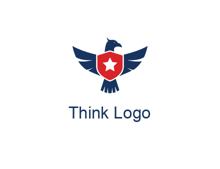 eagle behind shield with star