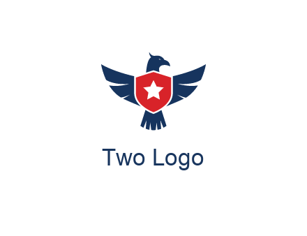 eagle behind shield with star
