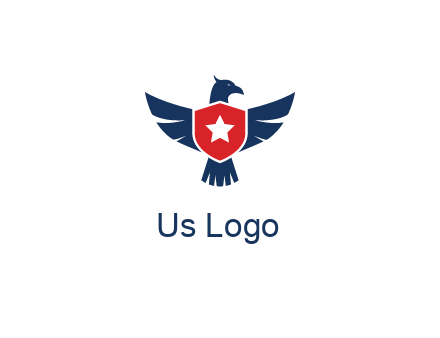 eagle behind shield with star