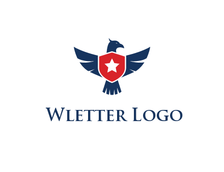 eagle behind shield with star