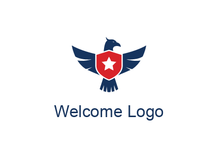 eagle behind shield with star