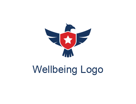 eagle behind shield with star