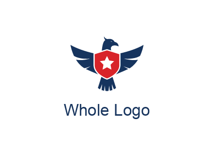 eagle behind shield with star