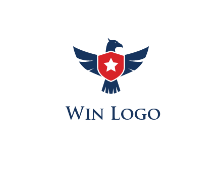 eagle behind shield with star