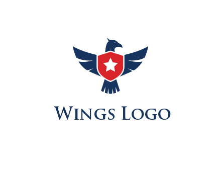 eagle behind shield with star