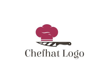 chef hat with knife with stripes