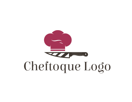 chef hat with knife with stripes
