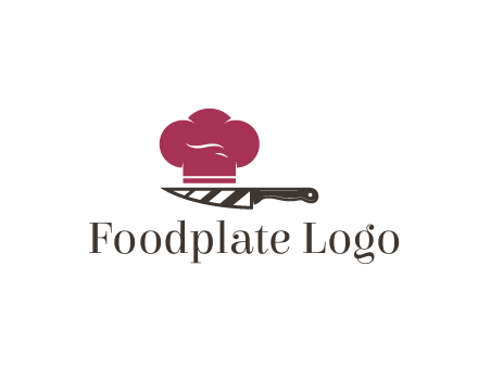 chef hat with knife with stripes