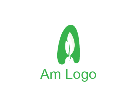 negative spacing leaf in abstract letter A