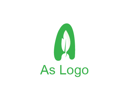 negative spacing leaf in abstract letter A