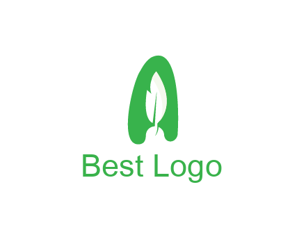 negative spacing leaf in abstract letter A