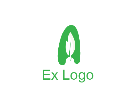 negative spacing leaf in abstract letter A