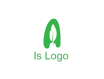 negative spacing leaf in abstract letter A