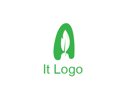 negative spacing leaf in abstract letter A