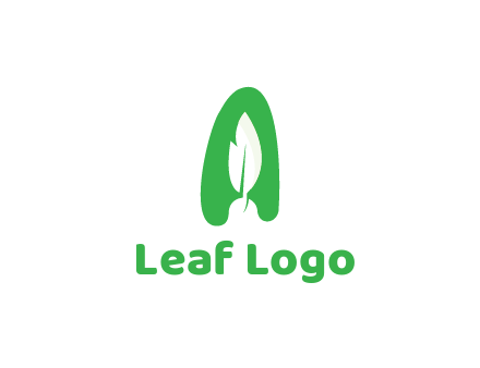 negative spacing leaf in abstract letter A