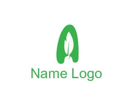 negative spacing leaf in abstract letter A