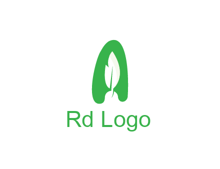 negative spacing leaf in abstract letter A