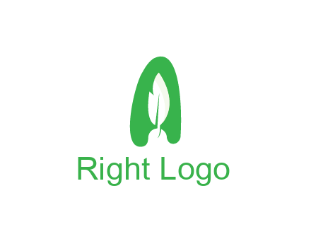 negative spacing leaf in abstract letter A