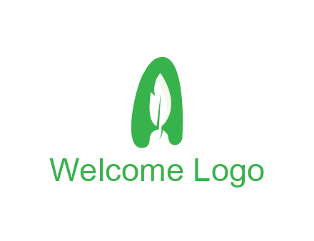 negative spacing leaf in abstract letter A