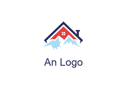 mountains and house with chimney