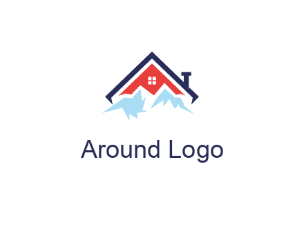 mountains and house with chimney