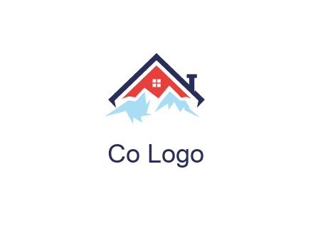 mountains and house with chimney
