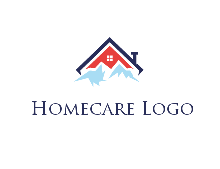 mountains and house with chimney