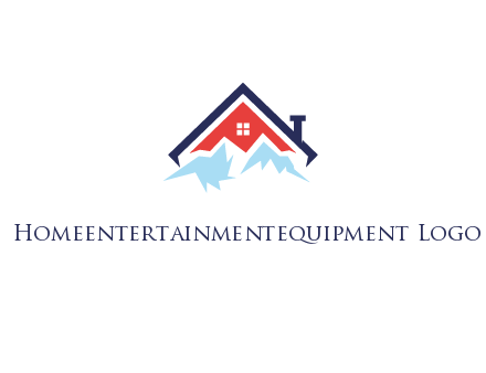 mountains and house with chimney