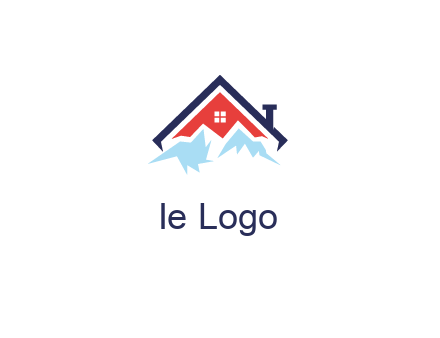mountains and house with chimney