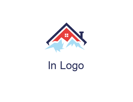 mountains and house with chimney